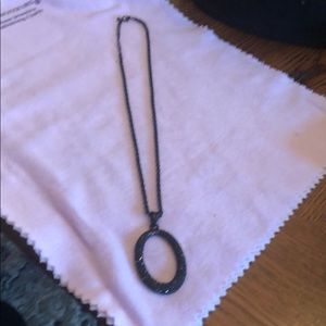 Black Glitter Oval Necklace